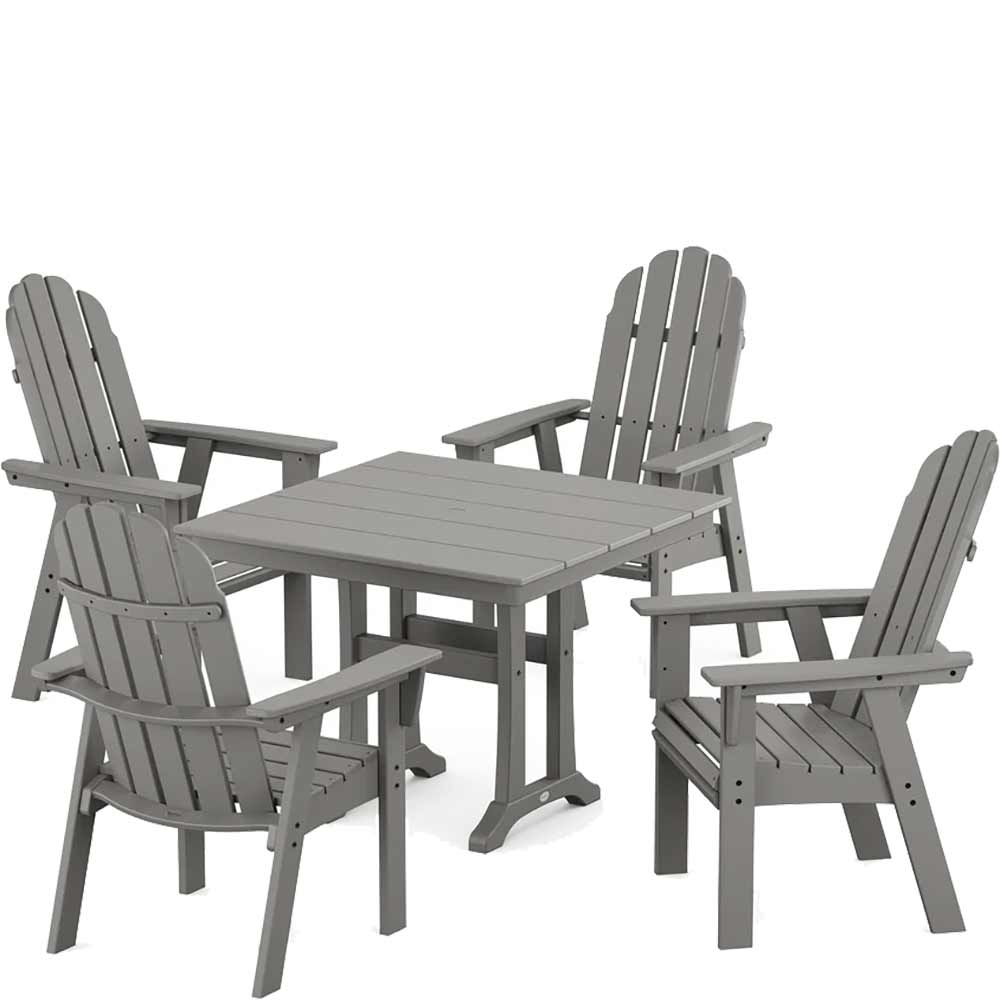 POLYWOOD® Vineyard Adirondack 5-Piece Farmhouse Dining Set With Trestle Legs - PWS958-1