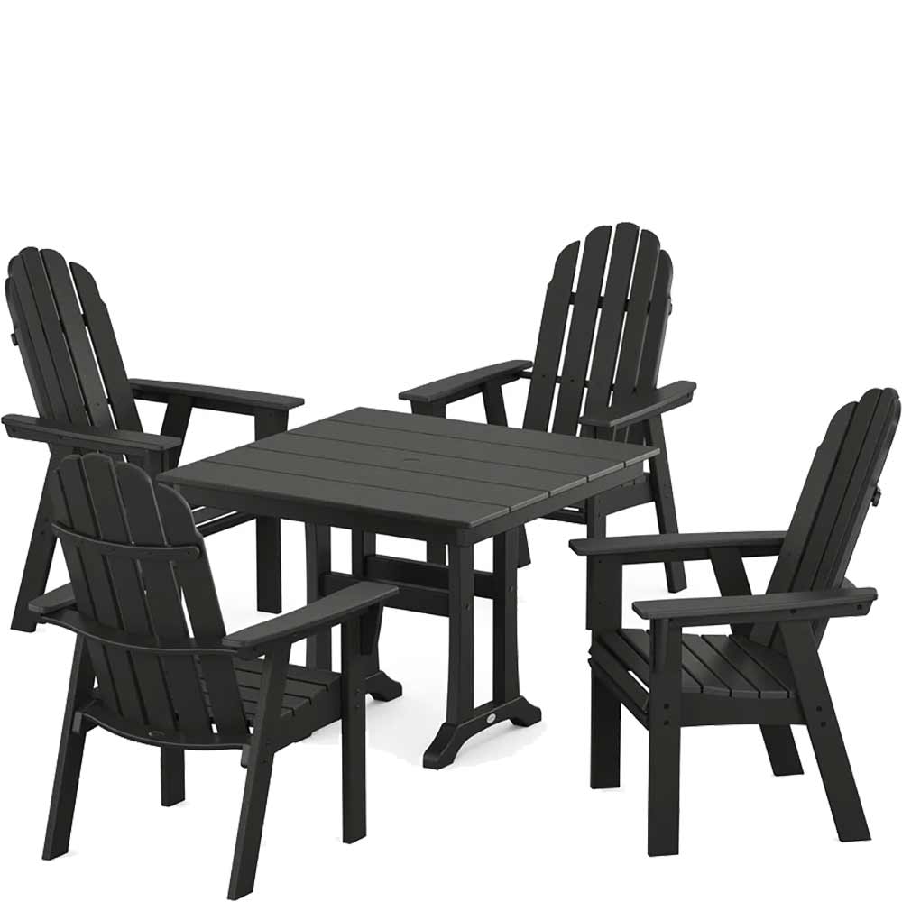 POLYWOOD® Vineyard Adirondack 5-Piece Farmhouse Dining Set With Trestle Legs - PWS958-1