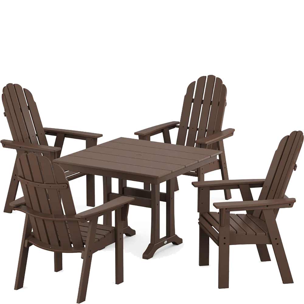 POLYWOOD® Vineyard Adirondack 5-Piece Farmhouse Dining Set With Trestle Legs - PWS958-1