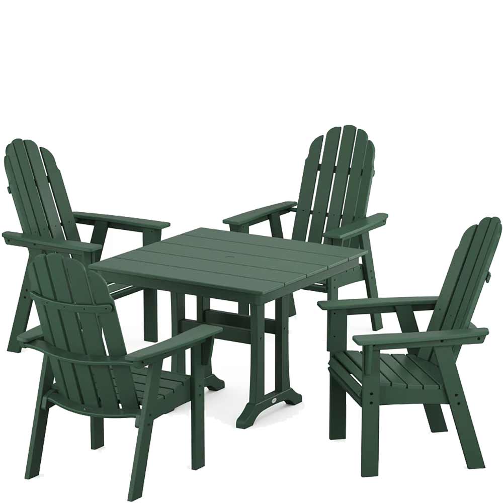 POLYWOOD® Vineyard Adirondack 5-Piece Farmhouse Dining Set With Trestle Legs - PWS958-1