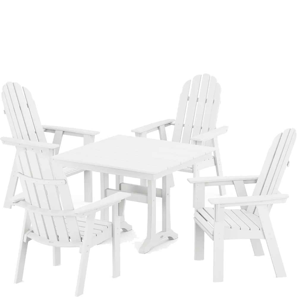 POLYWOOD® Vineyard Adirondack 5-Piece Farmhouse Dining Set With Trestle Legs - PWS958-1