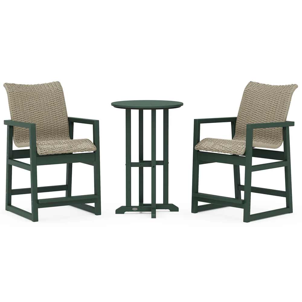 POLYWOOD® EDGE Woven 3-Piece Farmhouse Counter Set - PWS2909-1