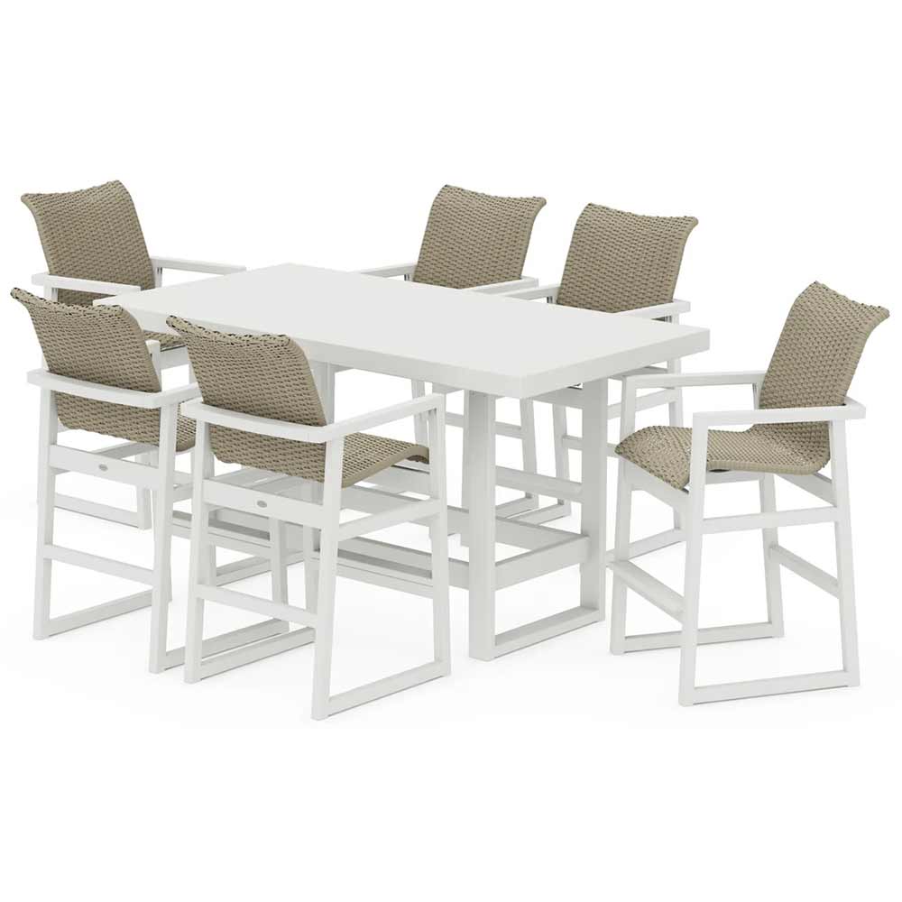 POLYWOOD® EDGE Woven Arm Chair 7-Piece Bar Set - PWS2894-1
