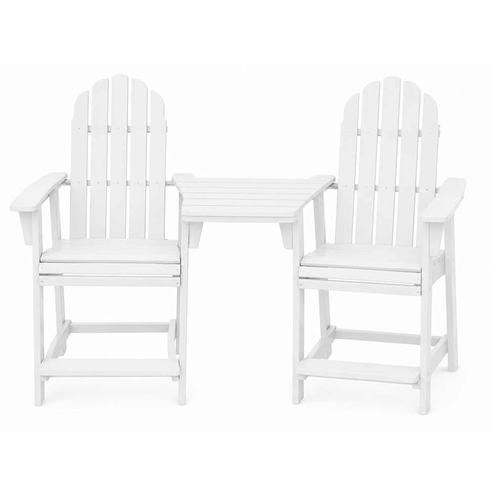 POLYWOOD® Vineyard 2 Curveback Adirondack Counter Chairs & Angled Adirondack Dining Connecting Table
