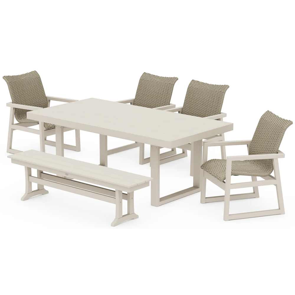 POLYWOOD® EDGE Woven 6-Piece Dining Set with Bench - PWS2881-1