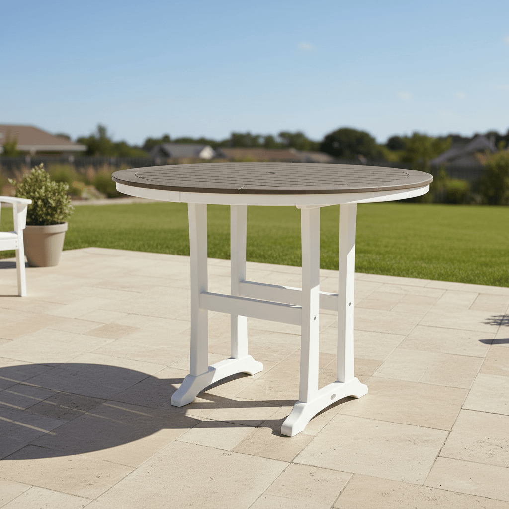 POLYWOOD® Nautical Trestle 48" Round Counter Table - Select Accents - RRT448-L1 Dining Table POLYWOOD®