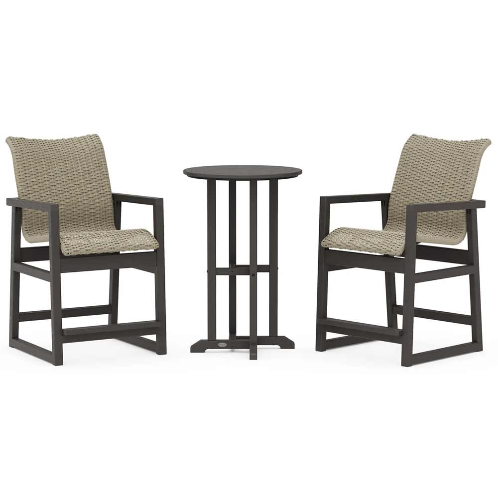 POLYWOOD® EDGE Woven 3-Piece Farmhouse Counter Set - PWS2909-1