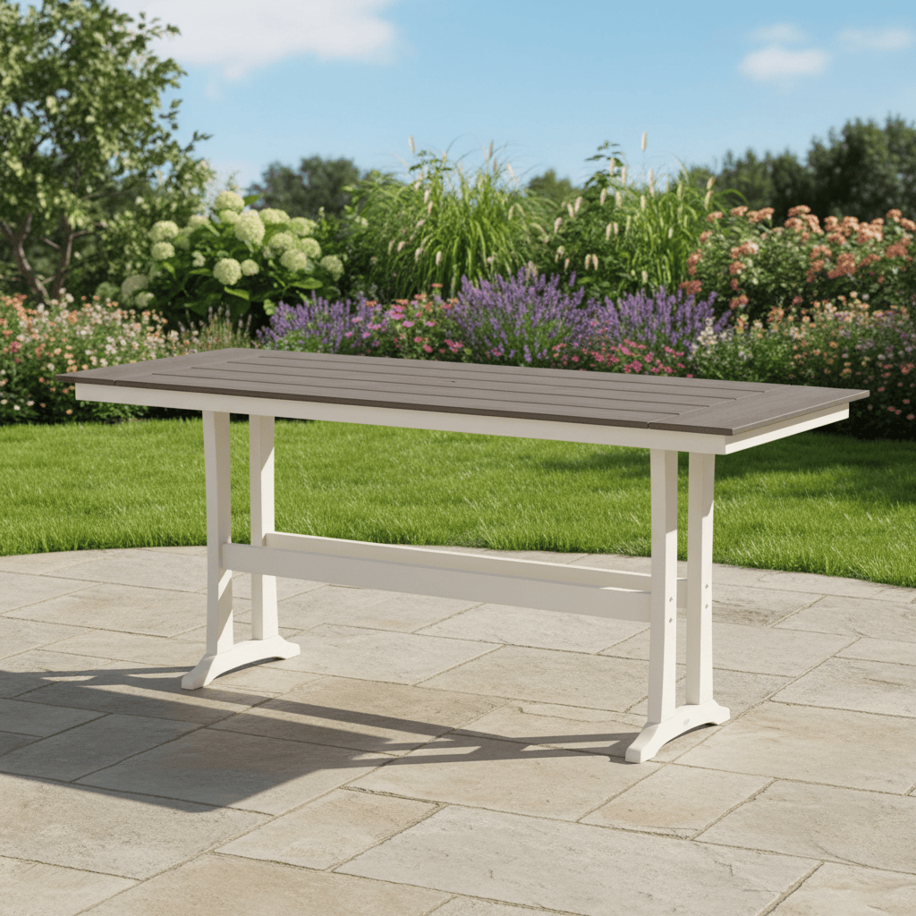 POLYWOOD® Farmhouse Trestle 38" x 96" Bar Table - Select Accents - PLR84-T1L1 Table POLYWOOD®