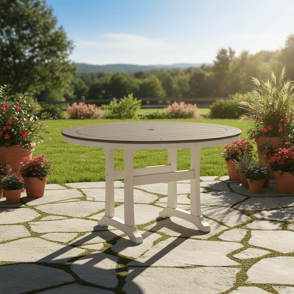 POLYWOOD® Nautical Trestle 48" Round Dining Table - Select Accents - RT448-L1 Table POLYWOOD®