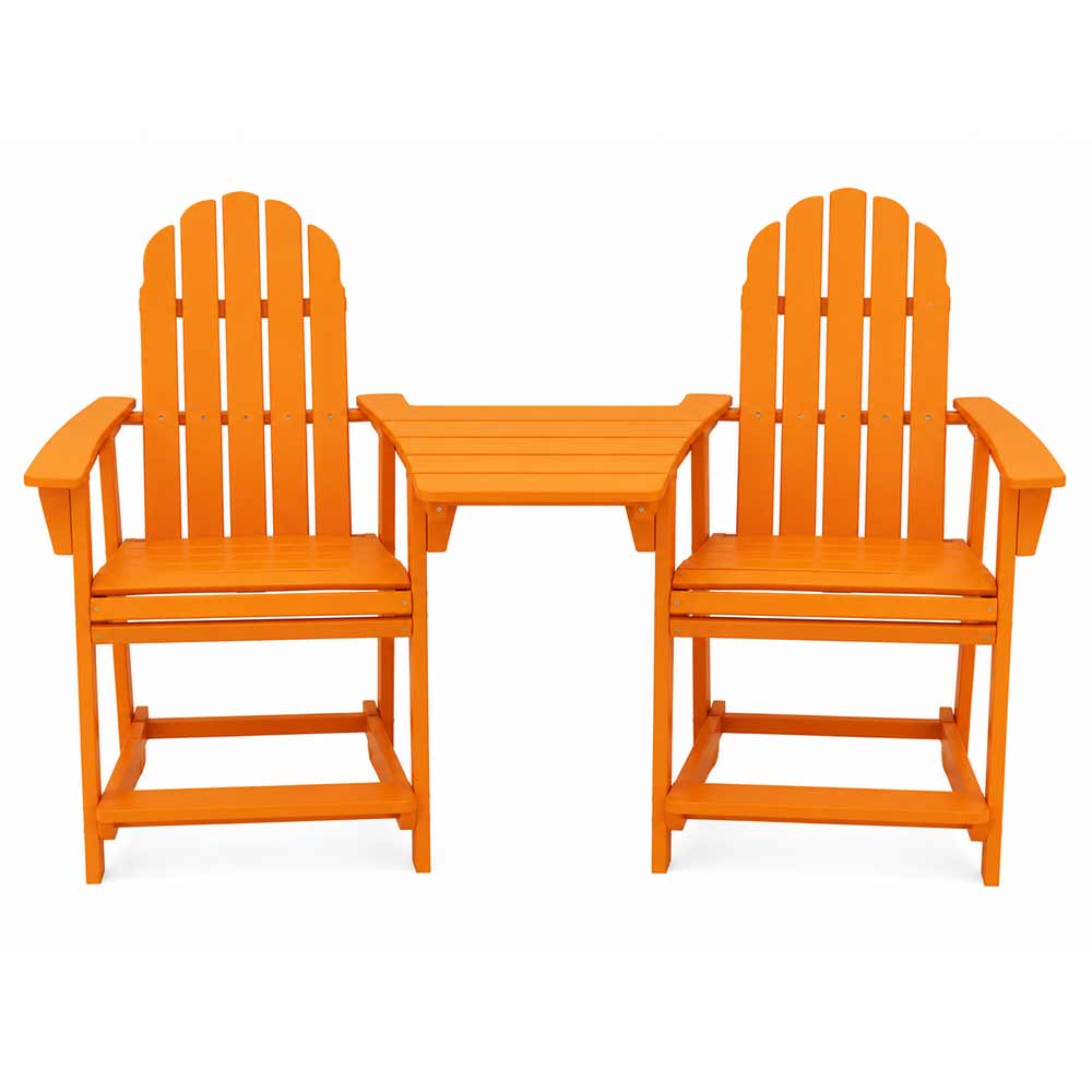 POLYWOOD® Vineyard 2 Curveback Adirondack Counter Chairs & Angled Adirondack Dining Connecting Table