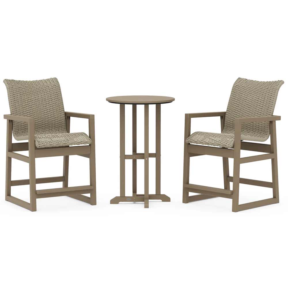 POLYWOOD® EDGE Woven 3-Piece Farmhouse Counter Set - PWS2909-1