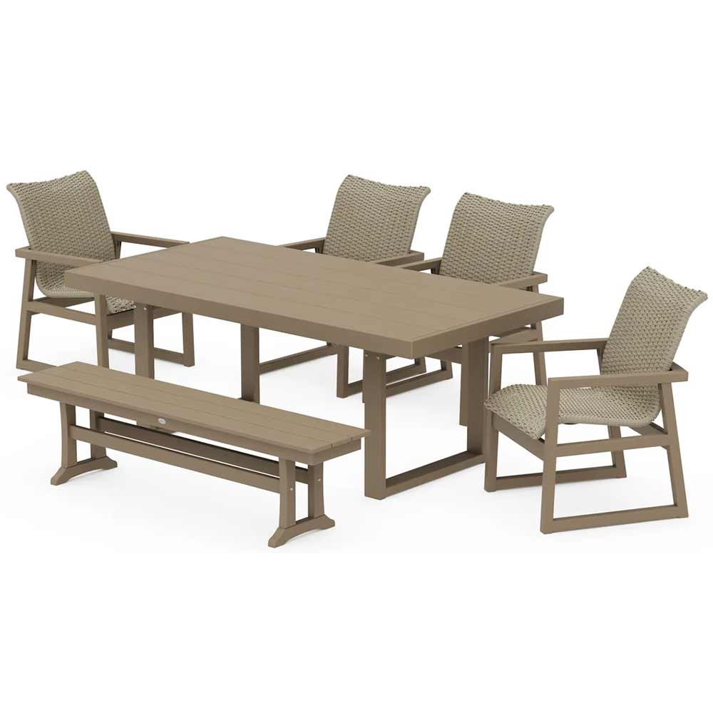 POLYWOOD® EDGE Woven 6-Piece Dining Set with Bench - PWS2881-1