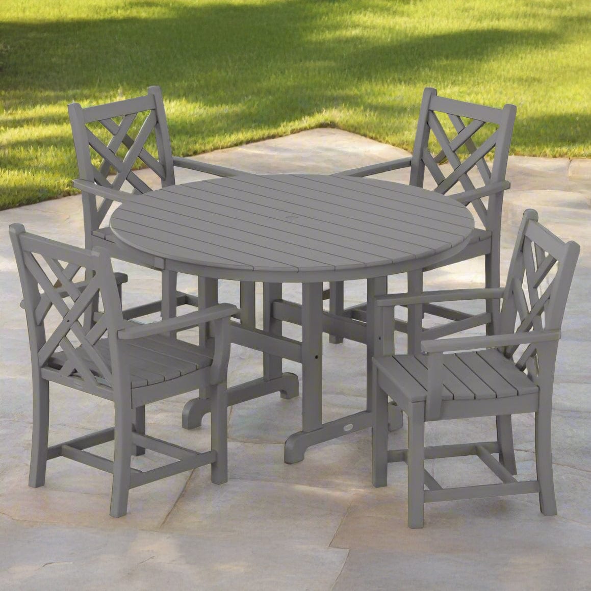POLYWOOD® Dining Set - Chippendale 5-Piece Round Farmhouse - PWS122-1