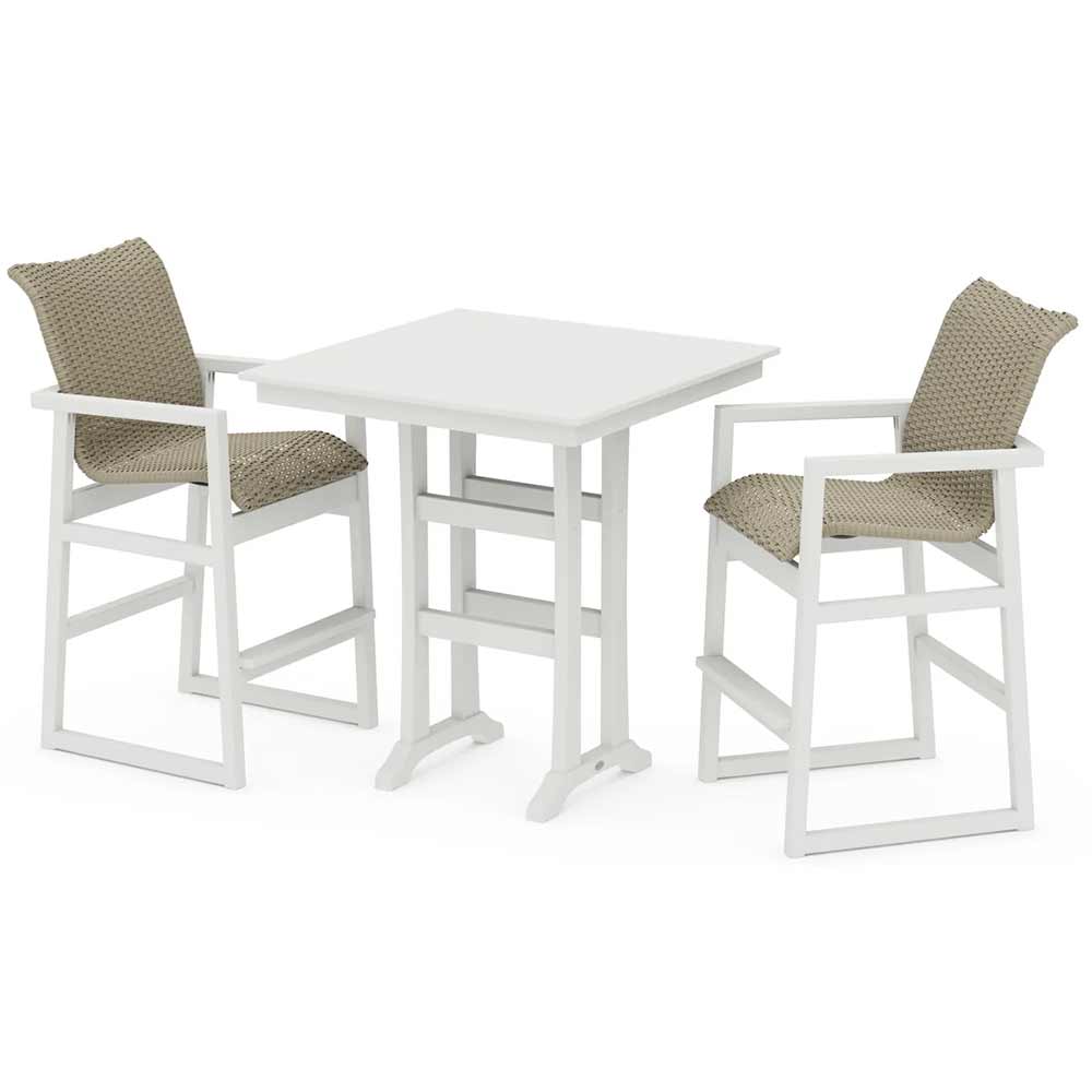 POLYWOOD® EDGE Woven 3-Piece Farmhouse Bar Set with Trestle Legs - PWS2901-1