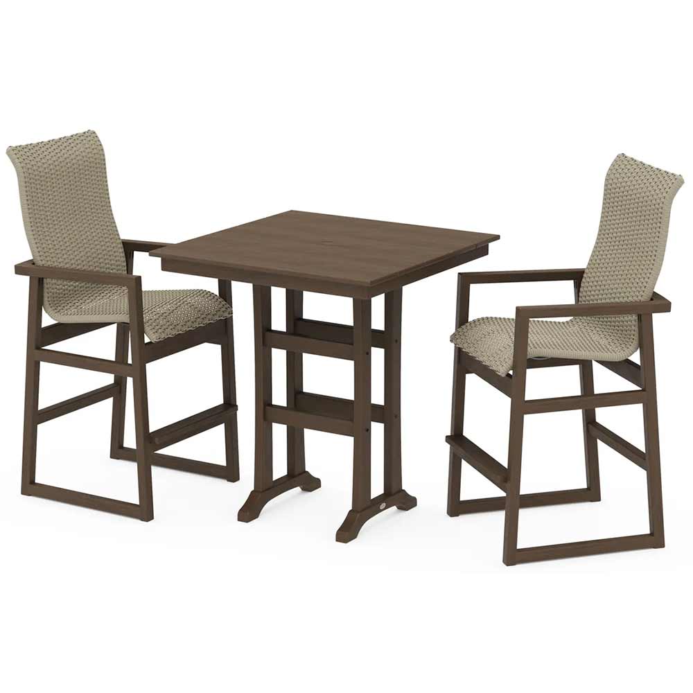 POLYWOOD® EDGE Woven Highback 3-Piece Farmhouse Bar Set with Trestle Legs - PWS2920-1