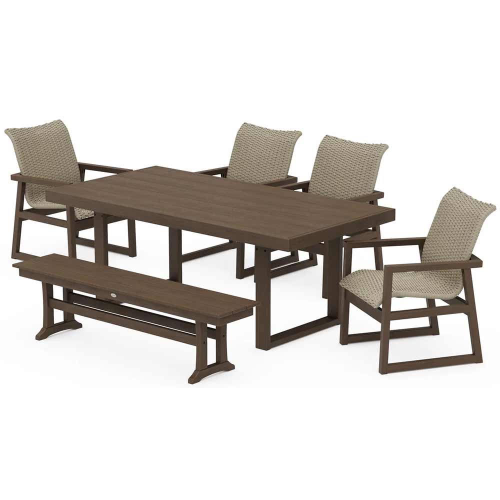 POLYWOOD® EDGE Woven 6-Piece Dining Set with Bench - PWS2881-1