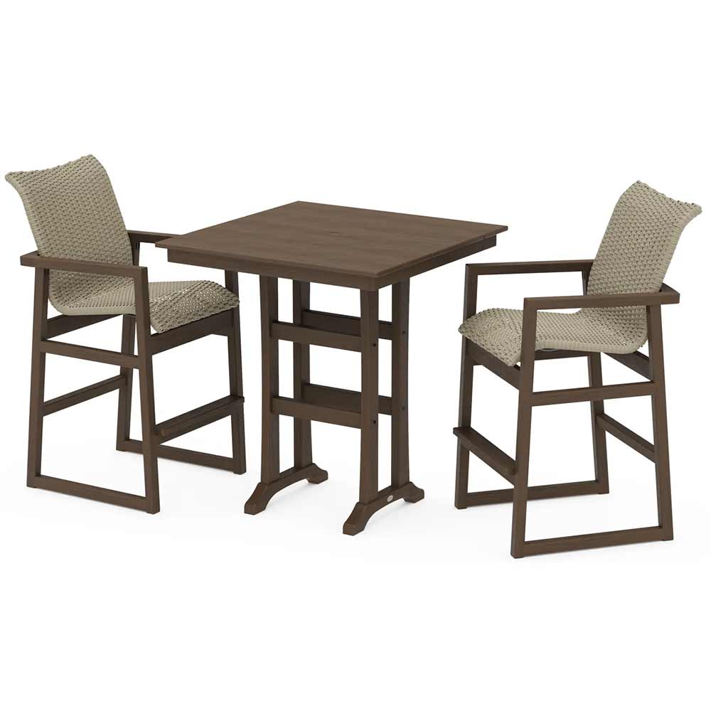POLYWOOD® EDGE Woven 3-Piece Farmhouse Bar Set with Trestle Legs - PWS2901-1