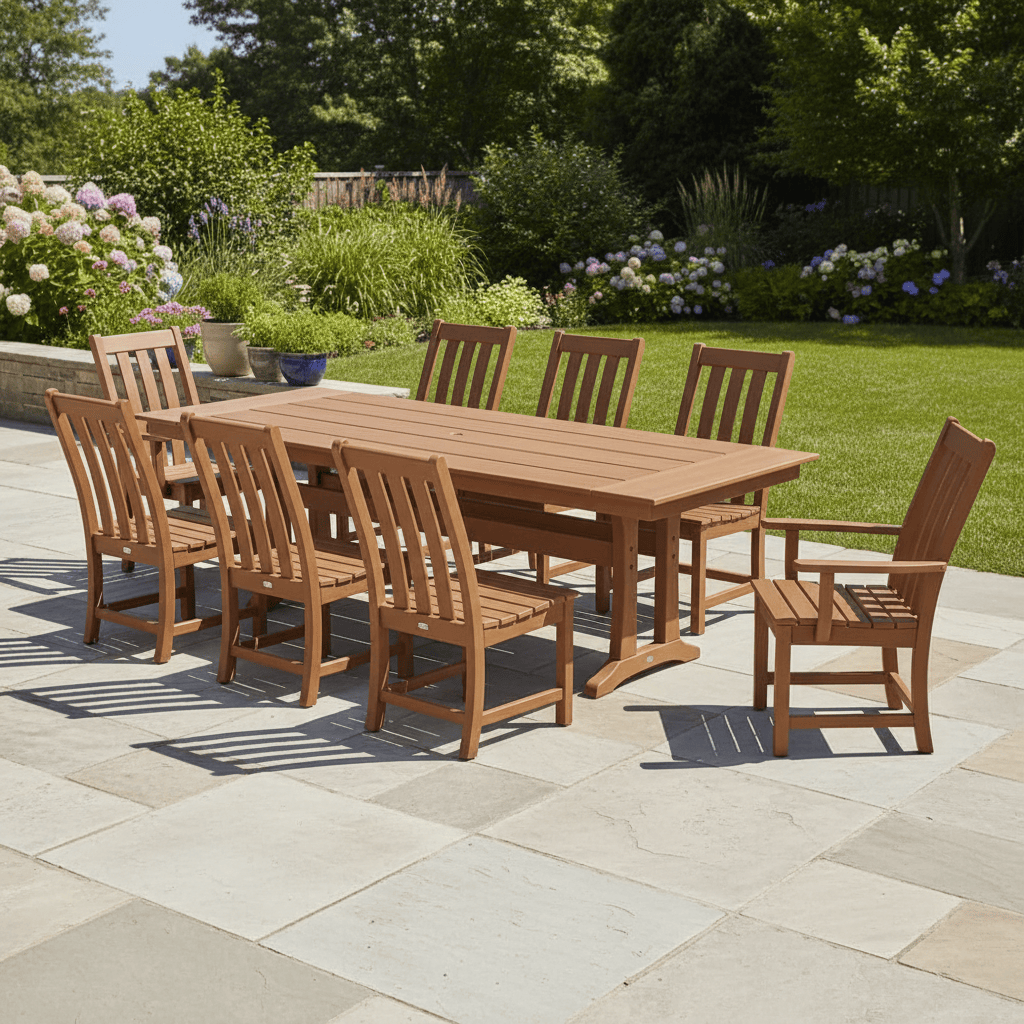 POLYWOOD® Vineyard 9-Piece Farmhouse Dining Set with Trestle Legs - PWS1432-1