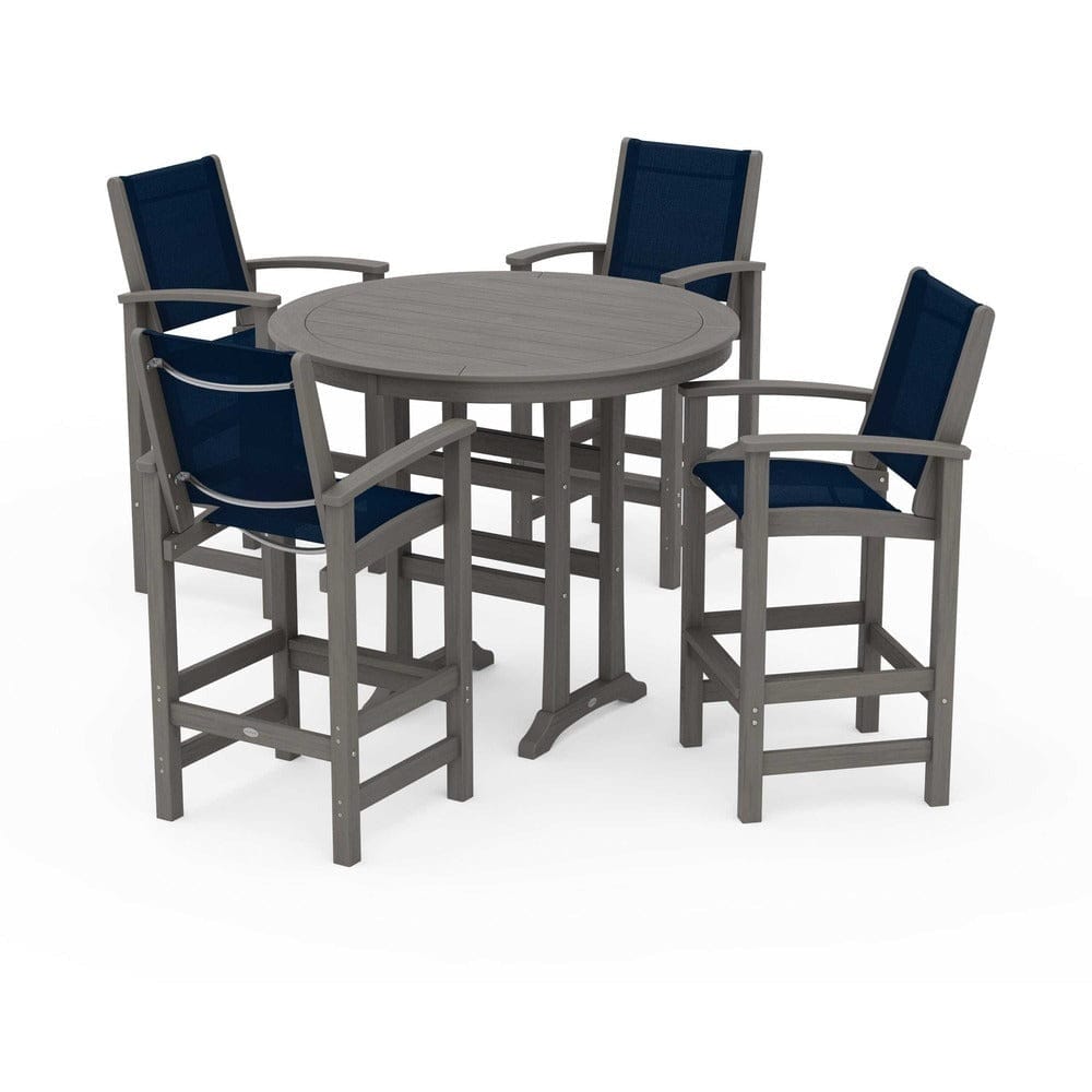 POLYWOOD® - Coastal 5-Piece Nautical Trestle Bar Set - PWS304