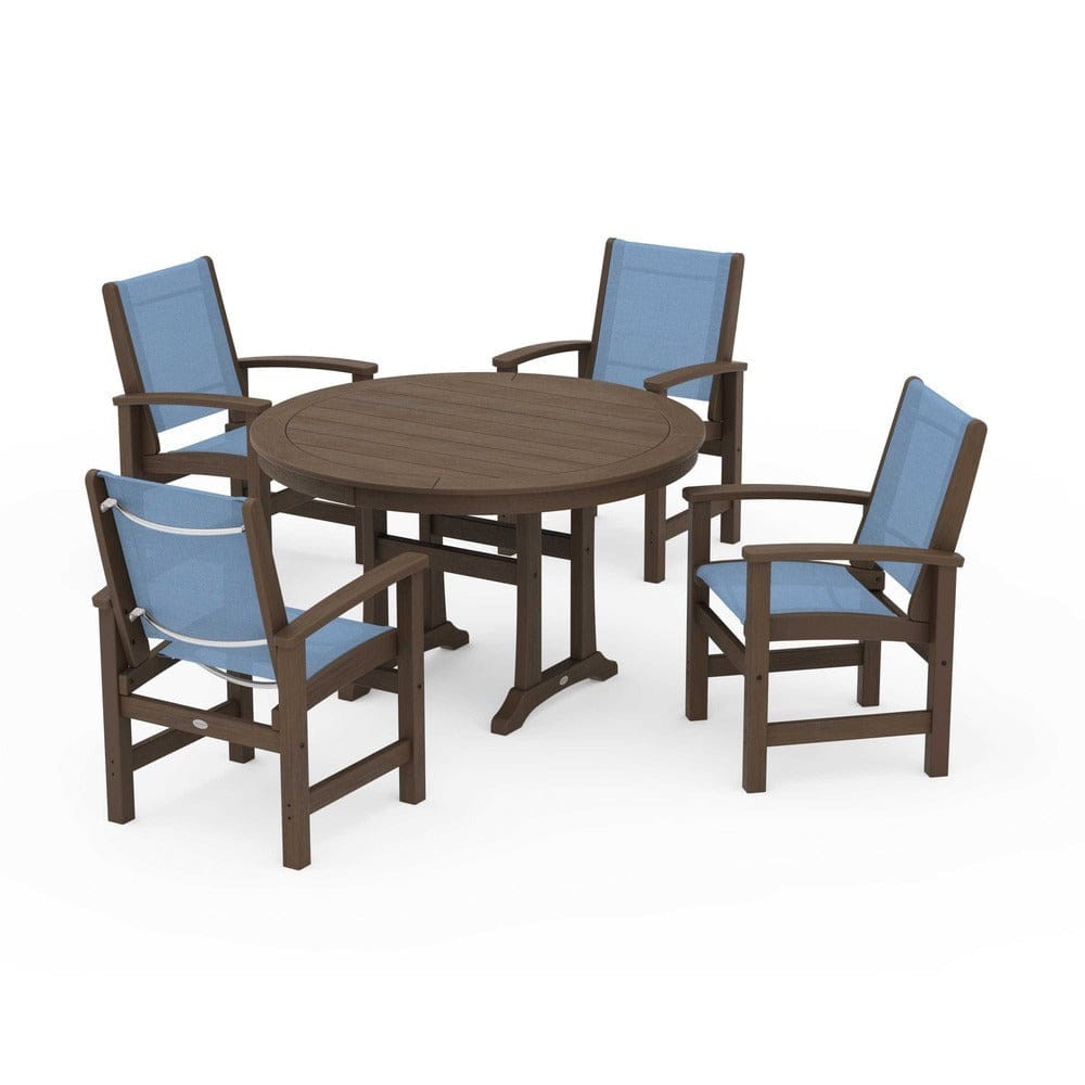 POLYWOOD® - Coastal 5-Piece Round Dining Set with Trestle Legs - PWS1119