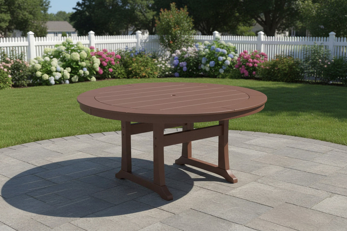 POLYWOODr 60" Nautical Trestle Round Outdoor Dining Table