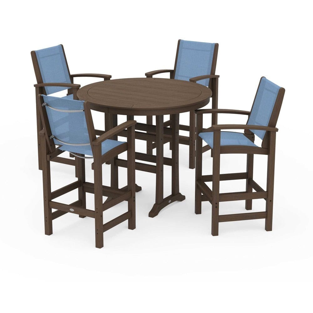 POLYWOOD® - Coastal 5-Piece Nautical Trestle Bar Set - PWS304 Outdoor Furniture POLYWOOD®