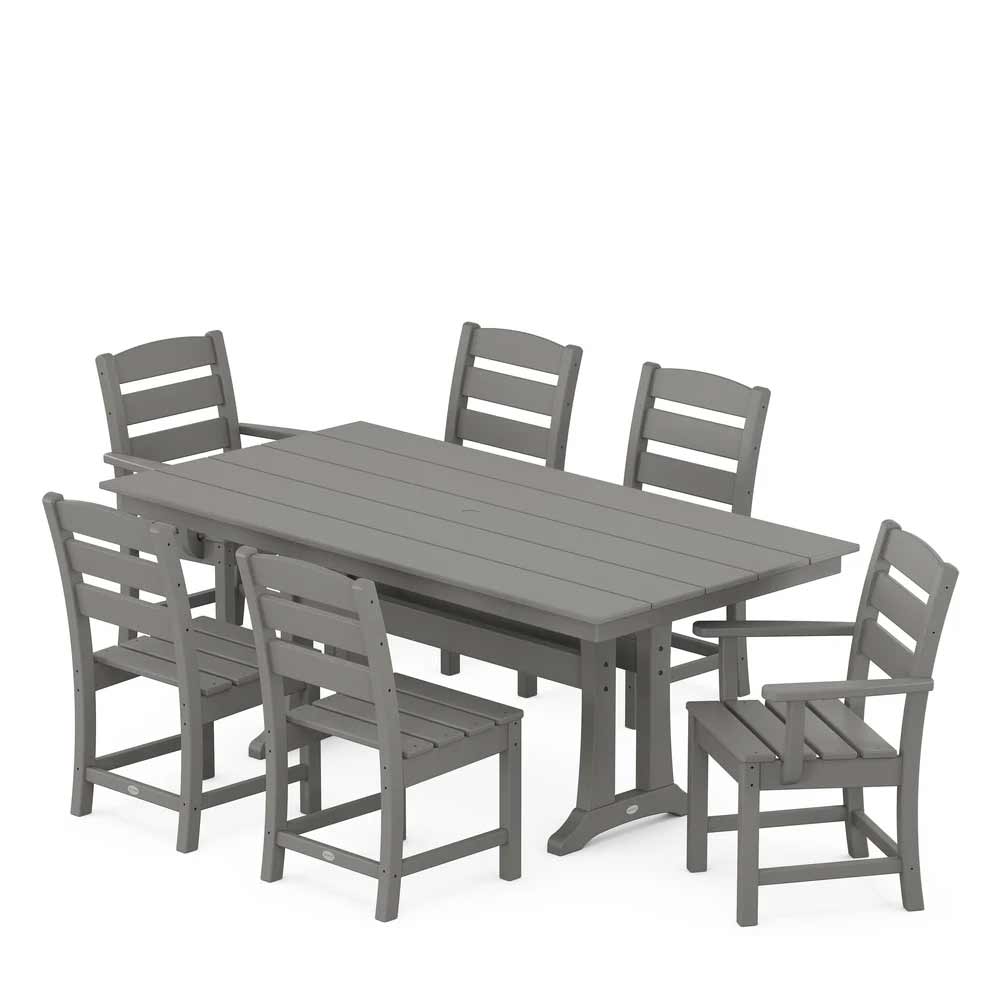POLYWOOD® Lakeside 7-Piece Farmhouse Dining Set with Trestle Legs - PWS694-1 Dining Set POLYWOOD®