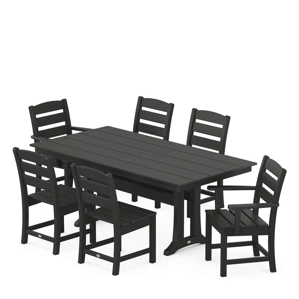 POLYWOOD® Lakeside 7-Piece Farmhouse Dining Set with Trestle Legs - PWS694-1 Dining Set POLYWOOD®