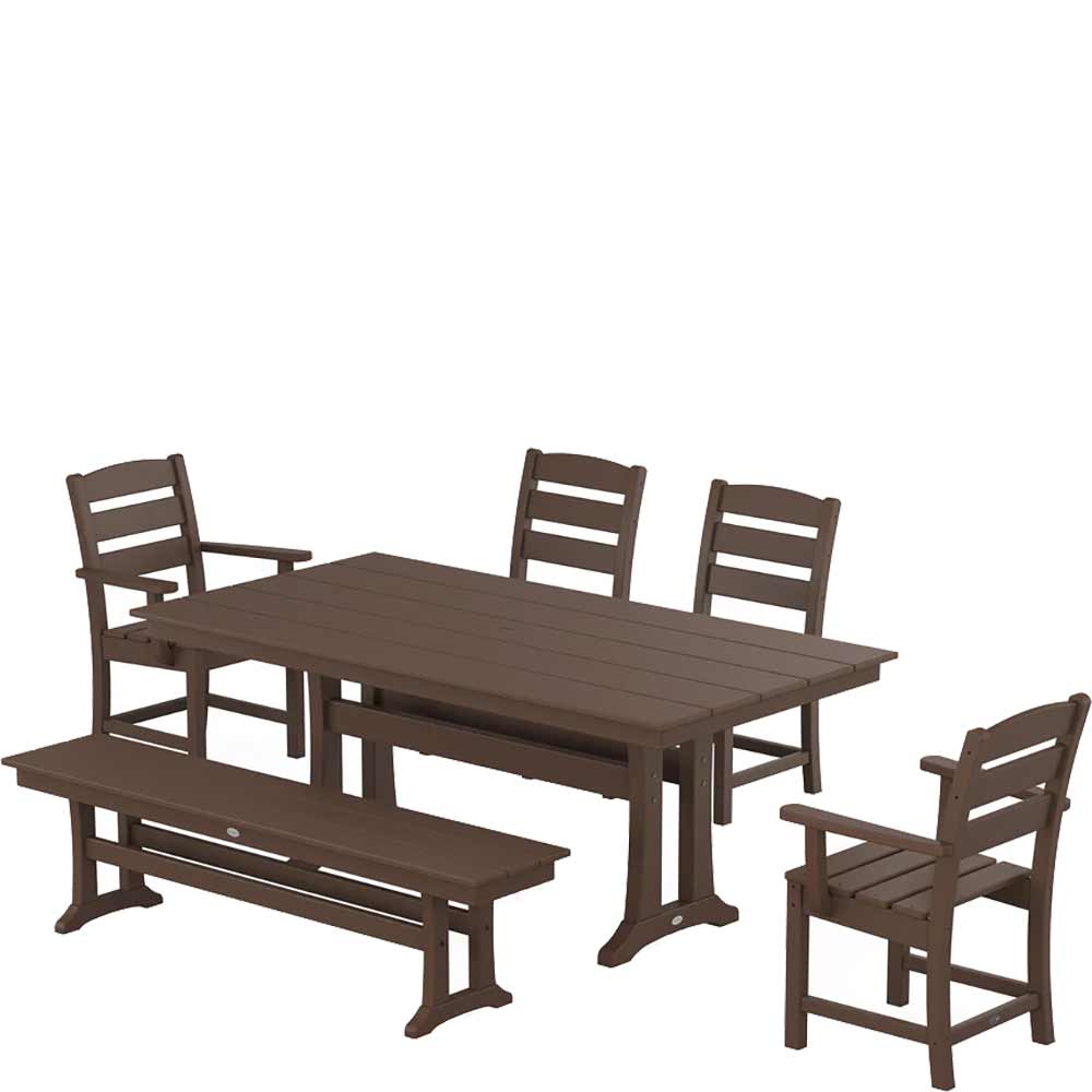 POLYWOOD® Lakeside 6-Piece Farmhouse Dining Set With Trestle Legs - PWS1007-1