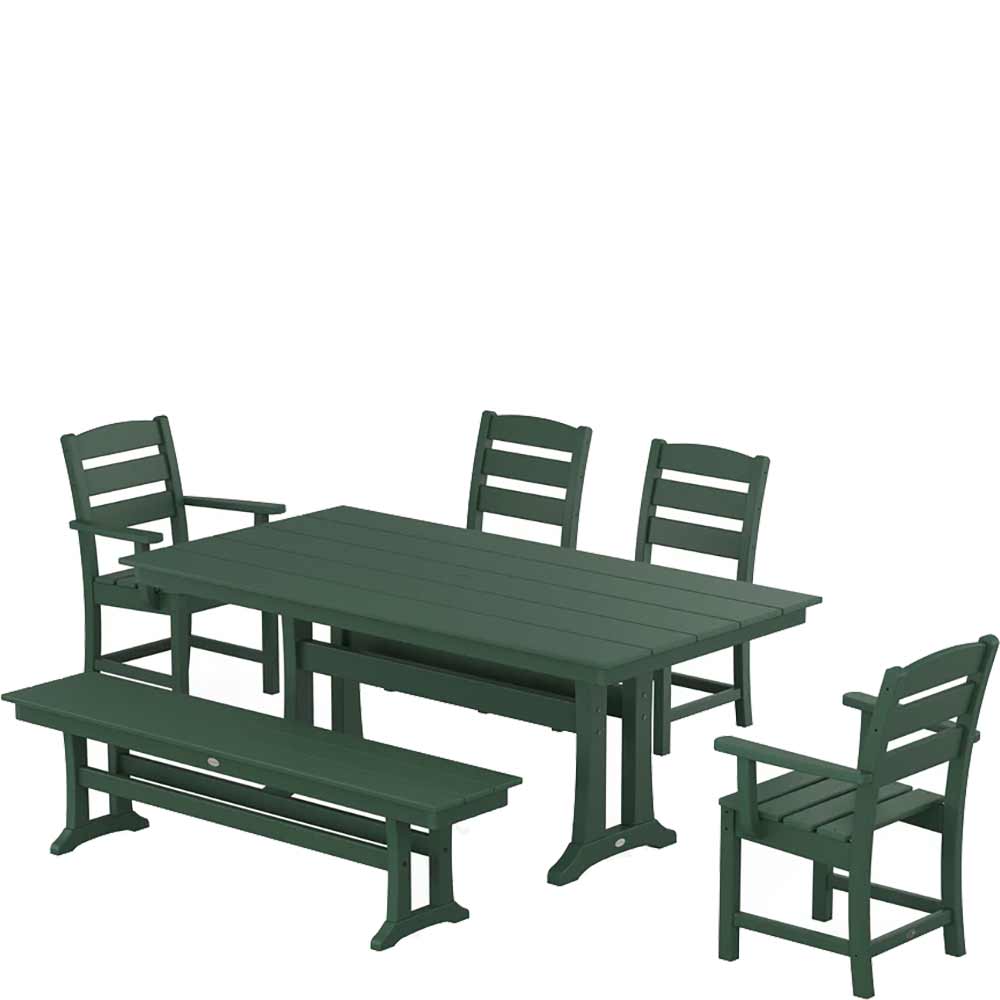 POLYWOOD® Lakeside 6-Piece Farmhouse Dining Set With Trestle Legs - PWS1007-1