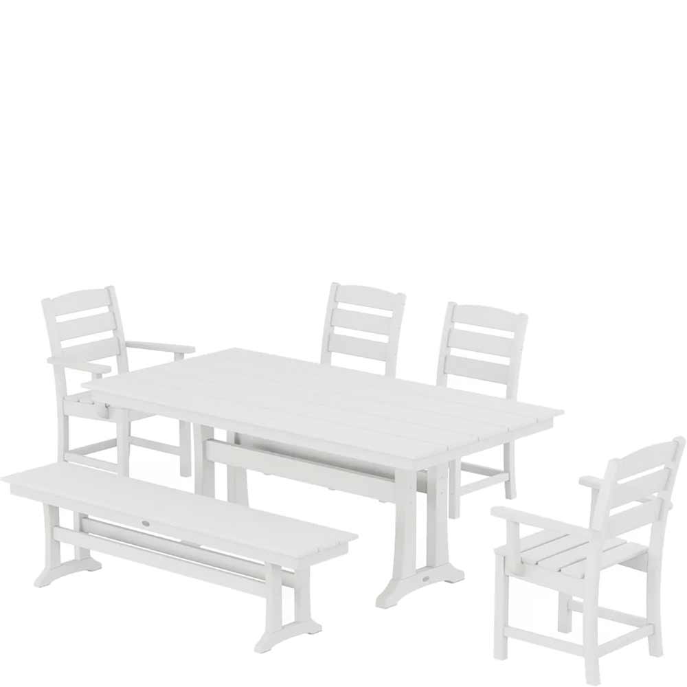 POLYWOOD® Lakeside 6-Piece Farmhouse Dining Set With Trestle Legs - PWS1007-1