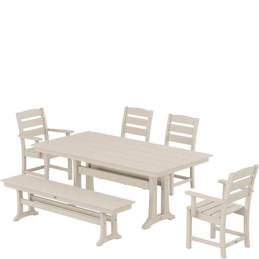 POLYWOOD® Lakeside 6-Piece Farmhouse Dining Set With Trestle Legs - PWS1007-1