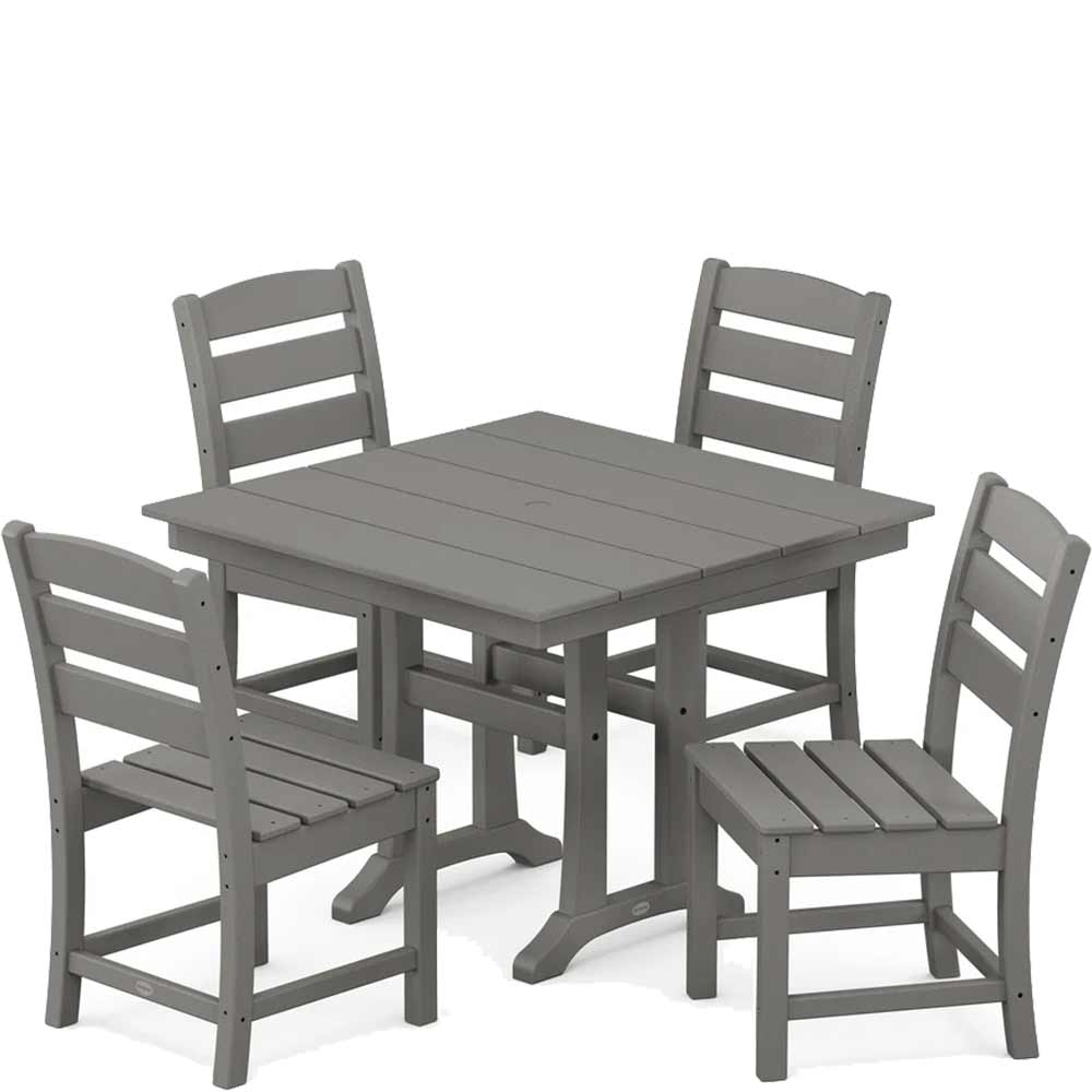 POLYWOOD® Lakeside 5-Piece Farmhouse Trestle Side Chair Dining Set - PWS637-1