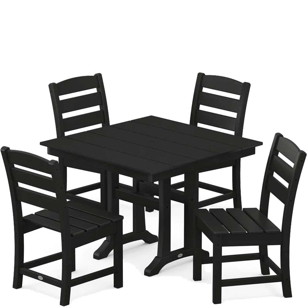 POLYWOOD® Lakeside 5-Piece Farmhouse Trestle Side Chair Dining Set - PWS637-1