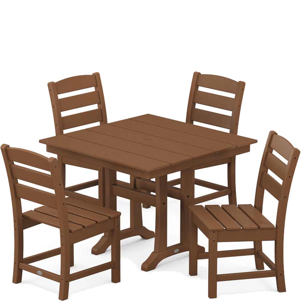 POLYWOOD® Lakeside 5-Piece Farmhouse Trestle Side Chair Dining Set - PWS637-1