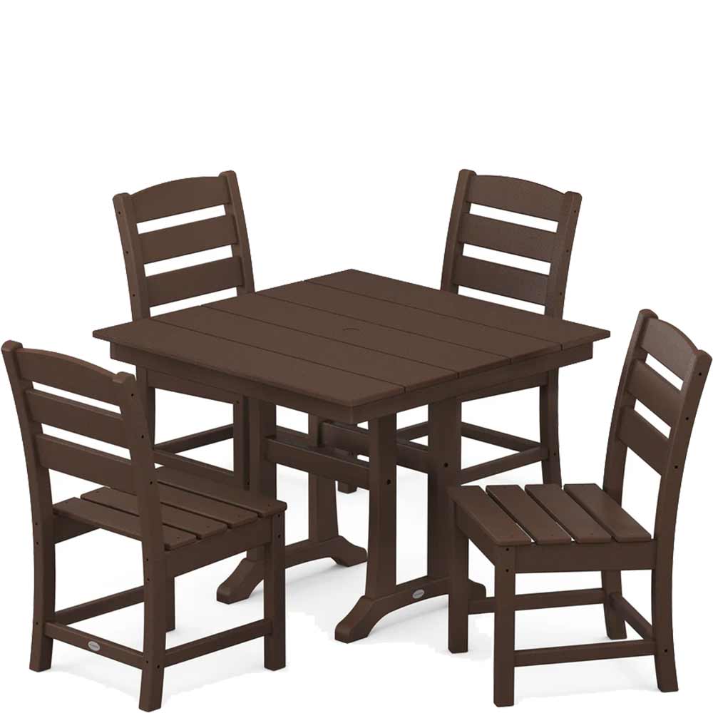POLYWOOD® Lakeside 5-Piece Farmhouse Trestle Side Chair Dining Set - PWS637-1