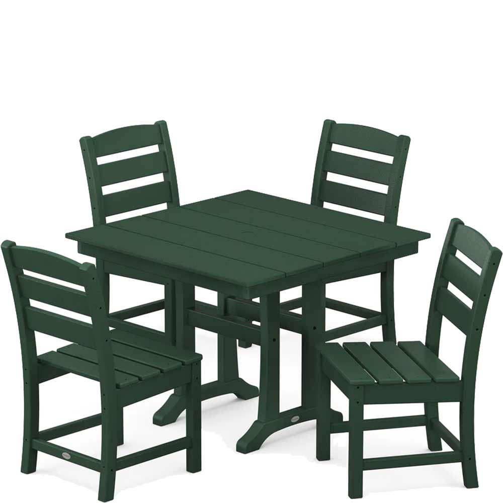 POLYWOOD® Lakeside 5-Piece Farmhouse Trestle Side Chair Dining Set - PWS637-1