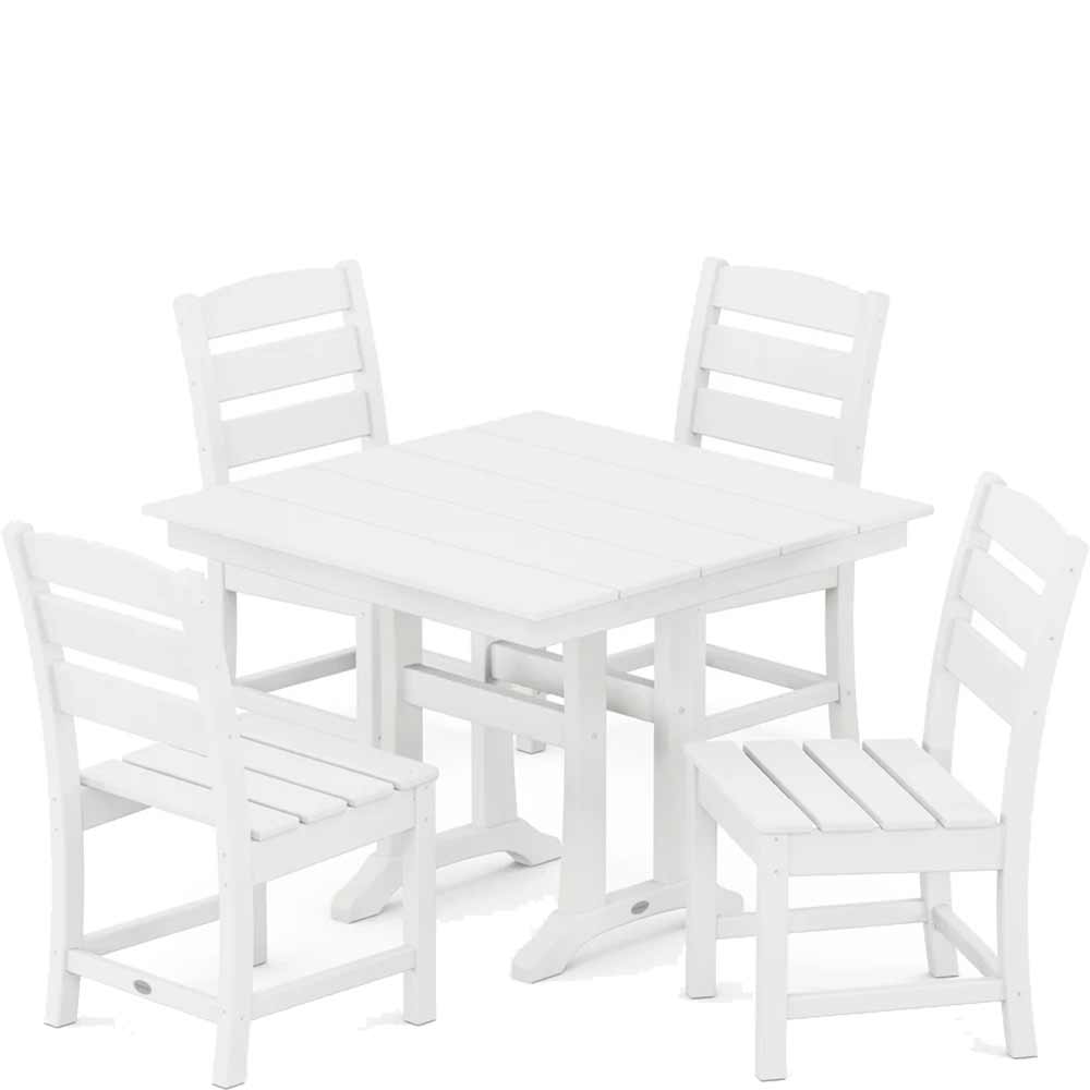 POLYWOOD® Lakeside 5-Piece Farmhouse Trestle Side Chair Dining Set - PWS637-1