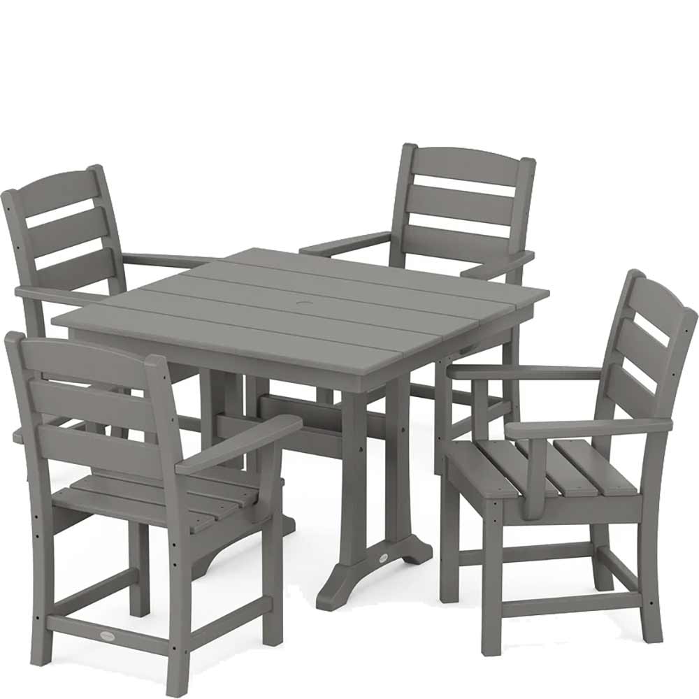 POLYWOOD® Lakeside 5-Piece Farmhouse Trestle Arm Chair Dining Set - PWS638-1