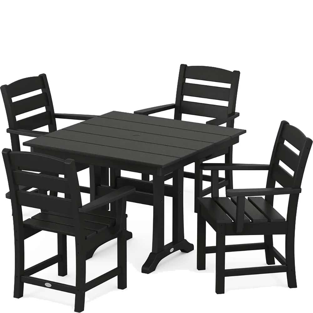 POLYWOOD® Lakeside 5-Piece Farmhouse Trestle Arm Chair Dining Set - PWS638-1