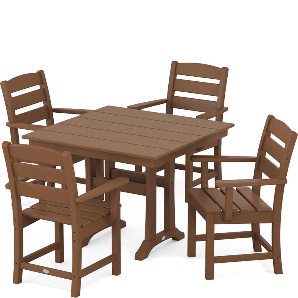 POLYWOOD® Lakeside 5-Piece Farmhouse Trestle Arm Chair Dining Set - PWS638-1