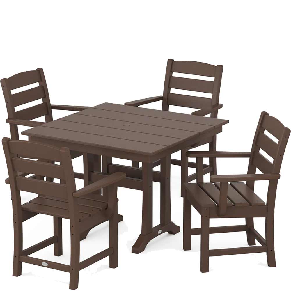 POLYWOOD® Lakeside 5-Piece Farmhouse Trestle Arm Chair Dining Set - PWS638-1