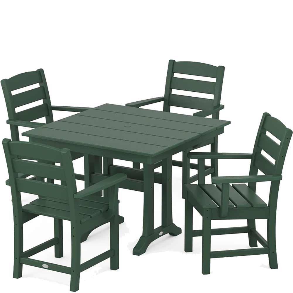 POLYWOOD® Lakeside 5-Piece Farmhouse Trestle Arm Chair Dining Set - PWS638-1