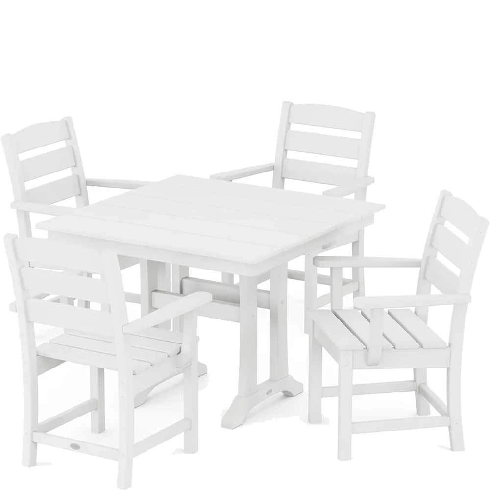 POLYWOOD® Lakeside 5-Piece Farmhouse Trestle Arm Chair Dining Set - PWS638-1