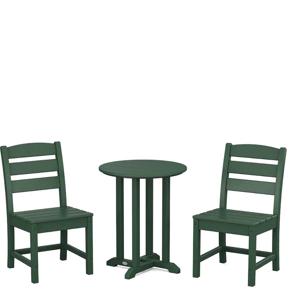 POLYWOOD® Lakeside Side Chair 3-Piece Round Bistro Dining Set - PWS1302-1