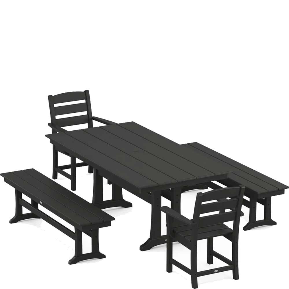 POLYWOOD® Lakeside 5-Piece Farmhouse Dining Set With Trestle Legs - PWS1006-1