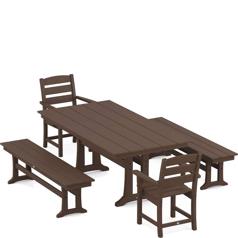 POLYWOOD® Lakeside 5-Piece Farmhouse Dining Set With Trestle Legs - PWS1006-1