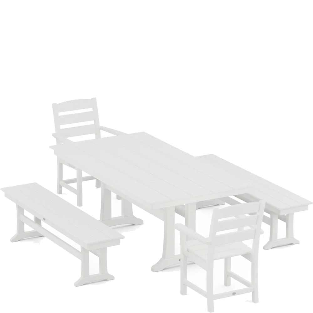POLYWOOD® Lakeside 5-Piece Farmhouse Dining Set With Trestle Legs - PWS1006-1
