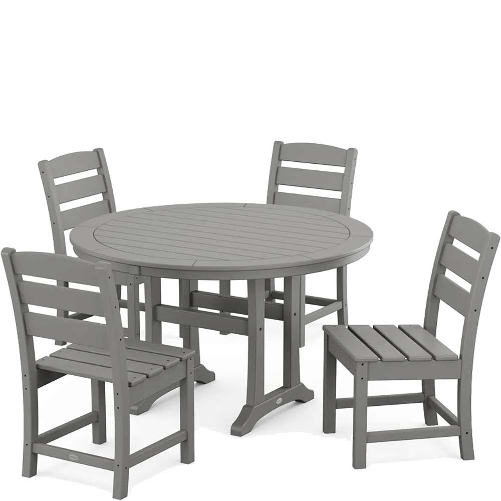POLYWOOD® Lakeside Side Chair 5-Piece Round Dining Set With Trestle Legs - PWS1125-1