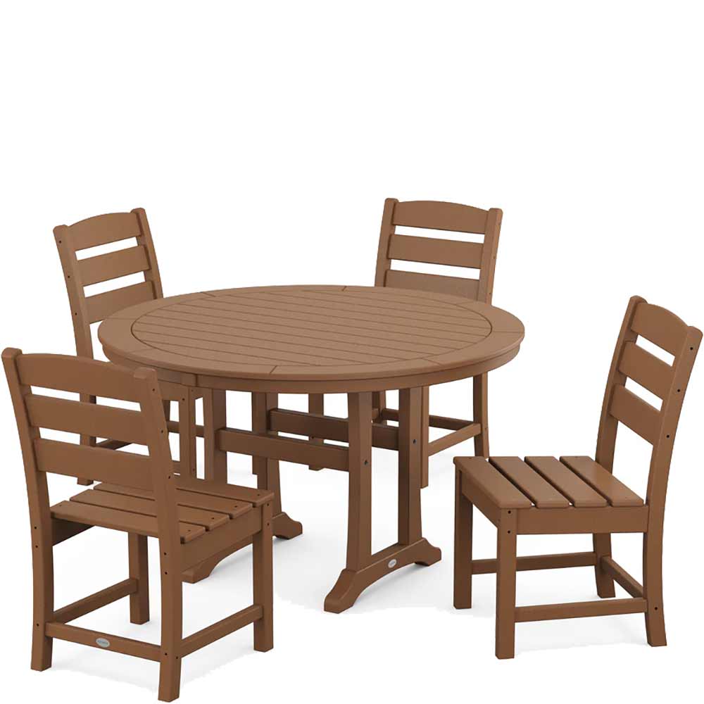 POLYWOOD® Lakeside Side Chair 5-Piece Round Dining Set With Trestle Legs - PWS1125-1